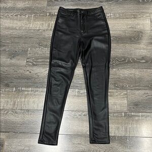 Shinestar Black Faux Leather Skinny Pants size small